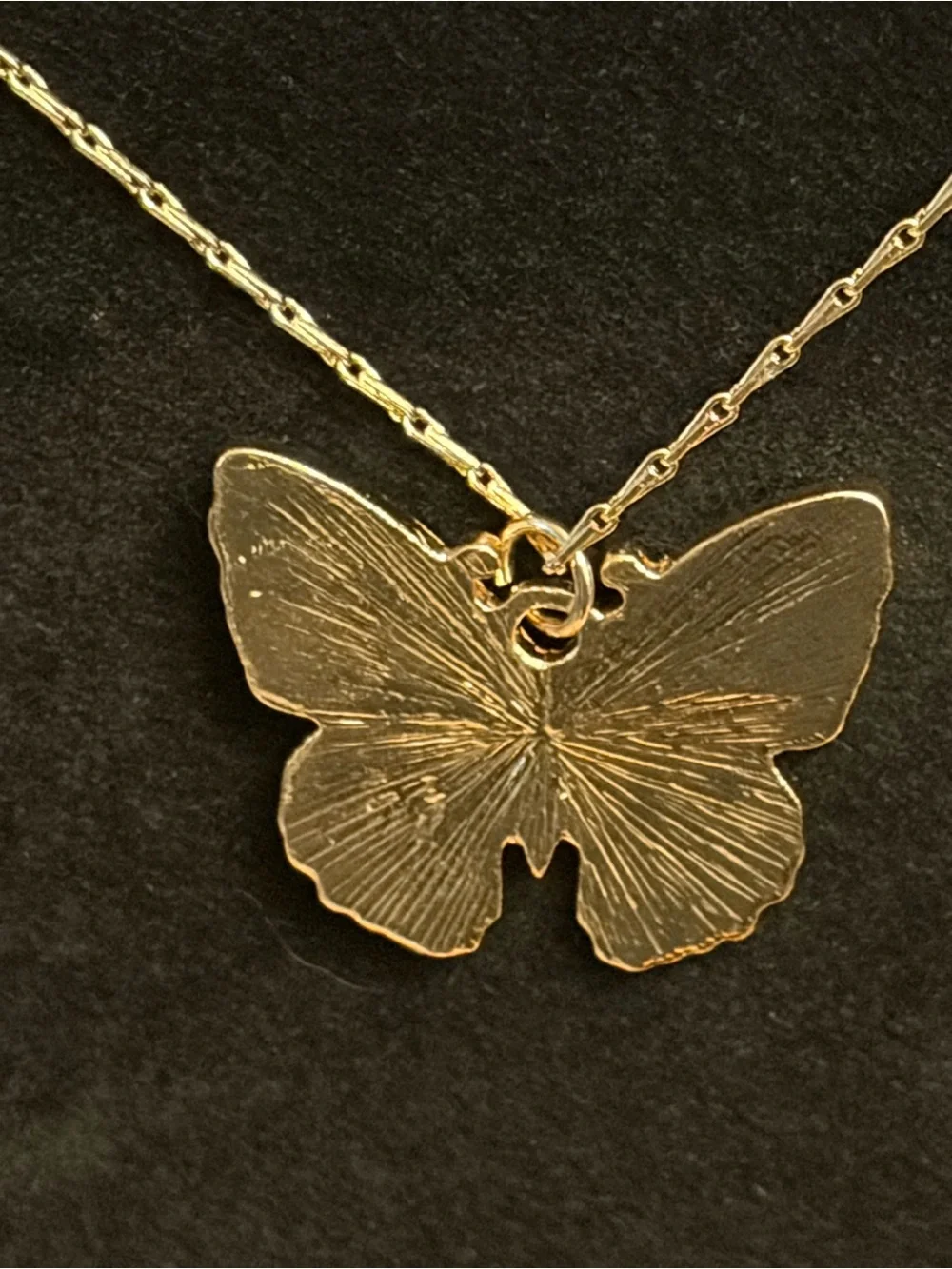 Gold-Tone Butterfly Pendant Necklace in Blue and White